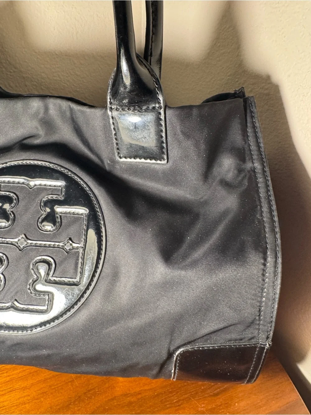 Tory Burch Ella Patent Leather Tote in Black